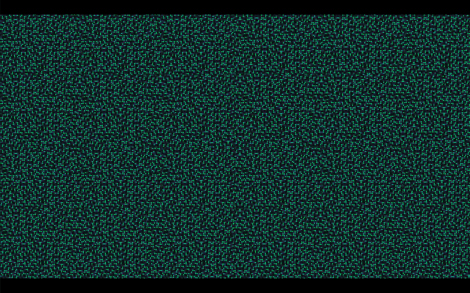 Descrição da imagem: Imagem digital de uma tela com vários grids em looping. Os padrões são formados por minúsculos quadrados justapostos em verde-turquesa, azul-escuro, rosa, preto e cinza, cujas cores se alternam a cada ciclo. Fim da descrição. 
